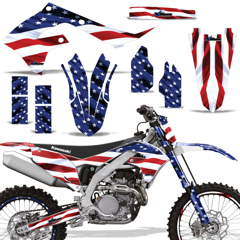 Stars and Stripes with number plates for Kawasaki KX250F 2021-2024