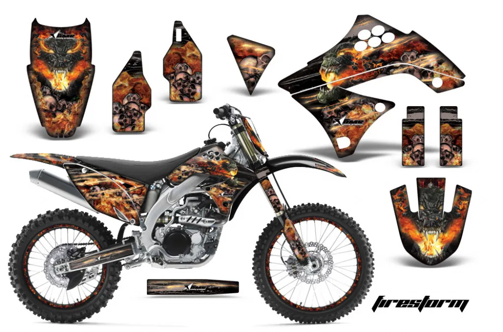 Firestorm Schwarz mit Nummernfeldern für Kawasaki KX450F 2009-2011
