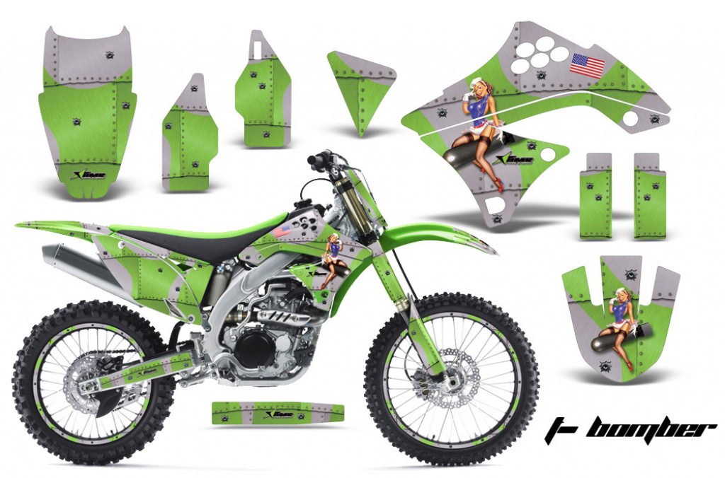 T-Bomber Green with number plates for Kawasaki KX450F 2009-2011