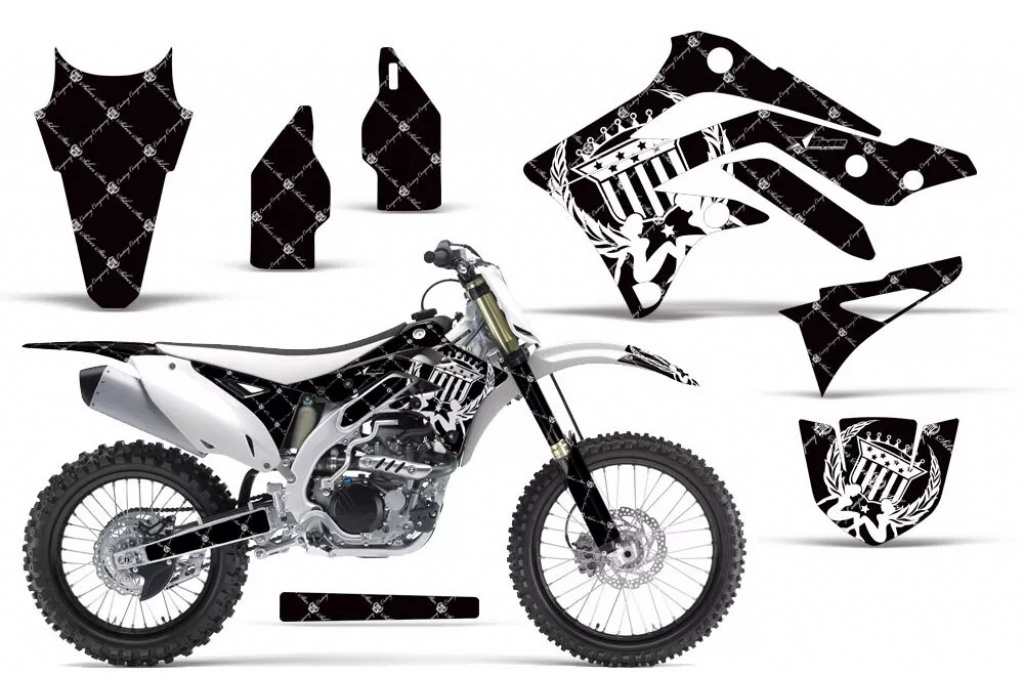 SilverStar - Reloaded Background = Black, Design color = White without number plates for Kawasaki KX450F 2012-2015