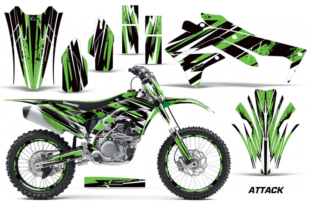 Attack Grün mit Nummernfeldern für Kawasaki KX450F 2016-2018