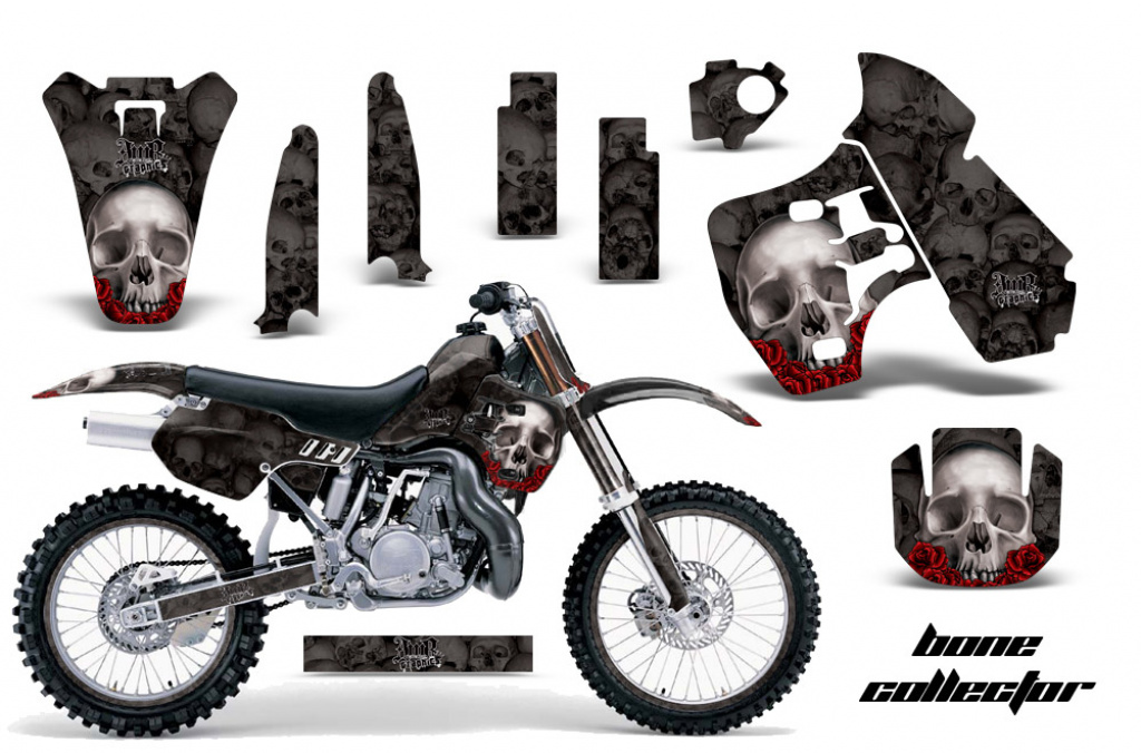 Bone Collector Schwarz mit Nummernfeldern für Kawasaki KX500 1988-2004