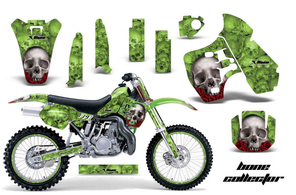 Bone Collector Grün mit Nummernfeldern für Kawasaki KX500 1988-2004