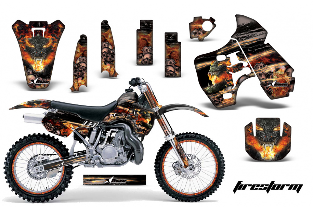 Firestorm Schwarz mit Nummernfeldern für Kawasaki KX500 1988-2004