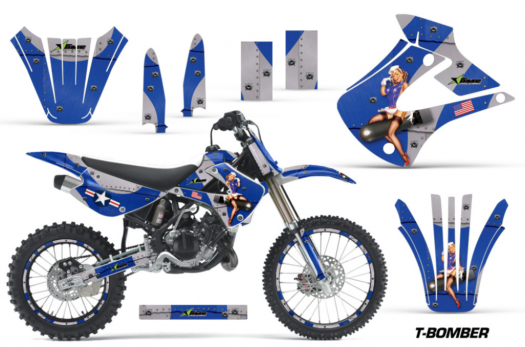 T-Bomber Blau mit Nummernfeldern für Kawasaki KX85/100 2001-2013