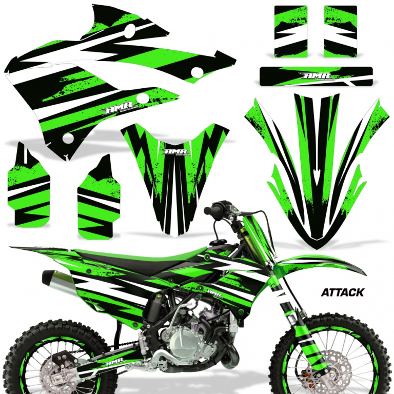 Attack Green with number plates for Kawasaki KX85/112 2022-2024