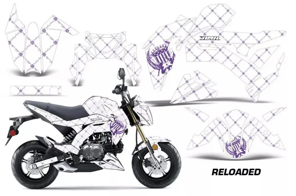 SilverStar - Reloaded Hintergrund = Weiß, Designfarbe = Lila für Kawasaki Z125 Pro 2017-2024