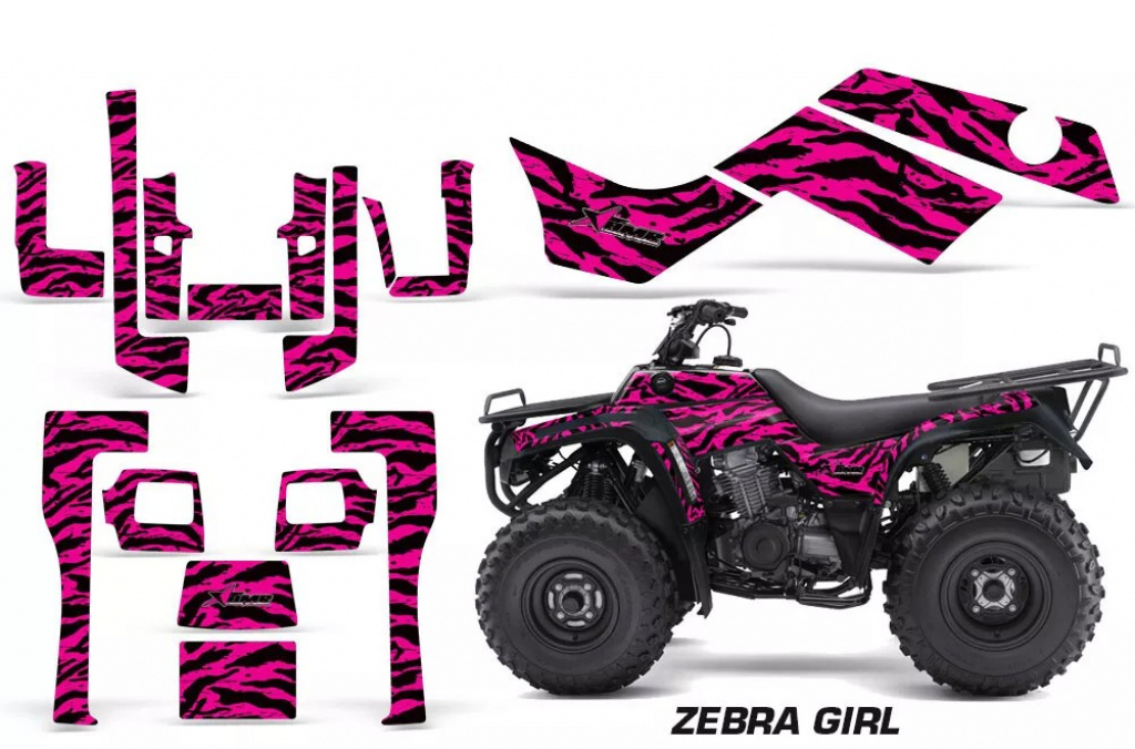Zebra Girl Hintergrund = Schwarz, Designfarbe = Pink für Kawasaki KLF 220/250/300 Bayou