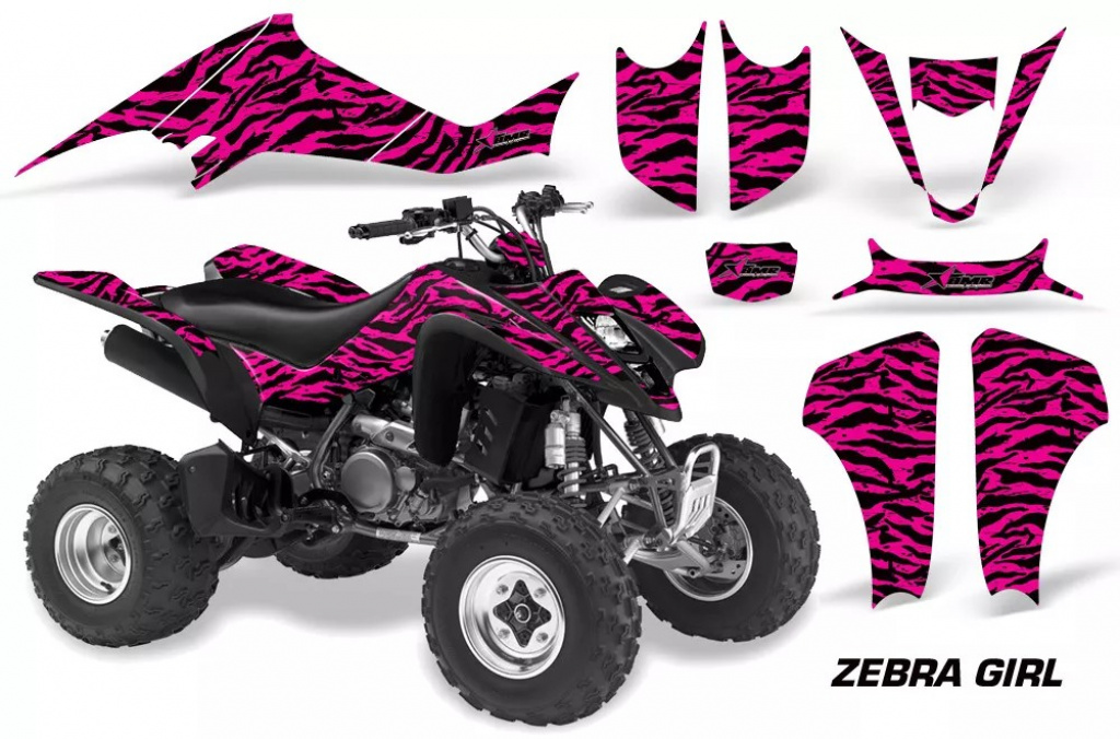 Zebra Girl Hintergrund = Schwarz, Designfarbe = Pink für Suzuki LTZ 400 2003-2008