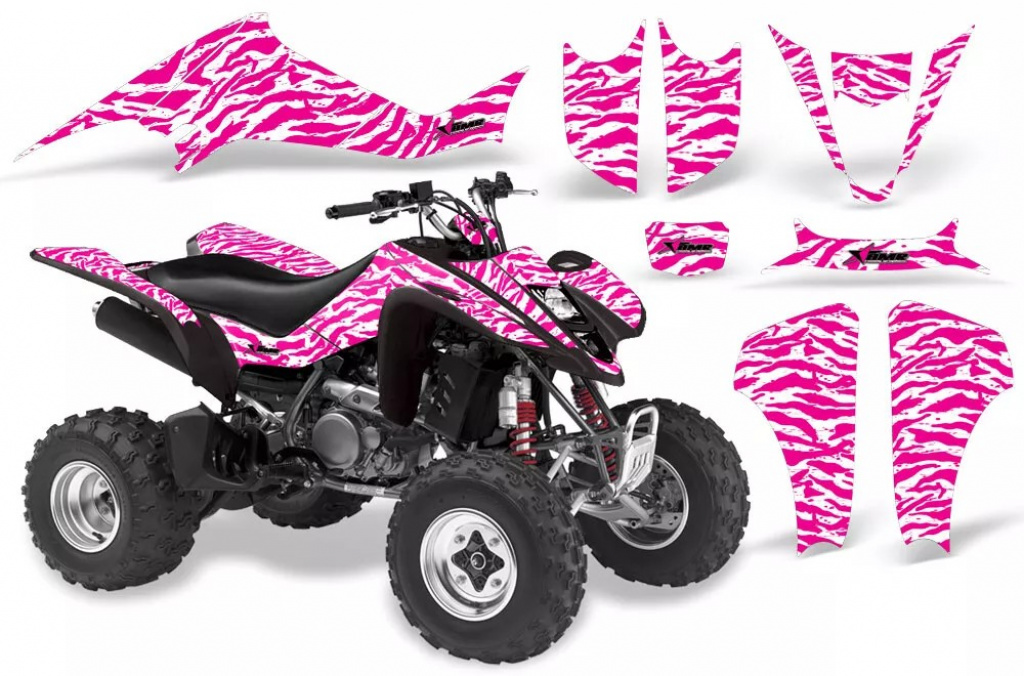 Zebra Girl Hintergrund = Weiß, Designfarbe = Pink für Suzuki LTZ 400 2003-2008