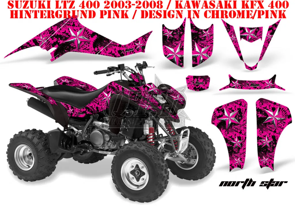 Northstar Background = Pink, Design color = Pink for Kawasaki KFX 400 2003-2008
