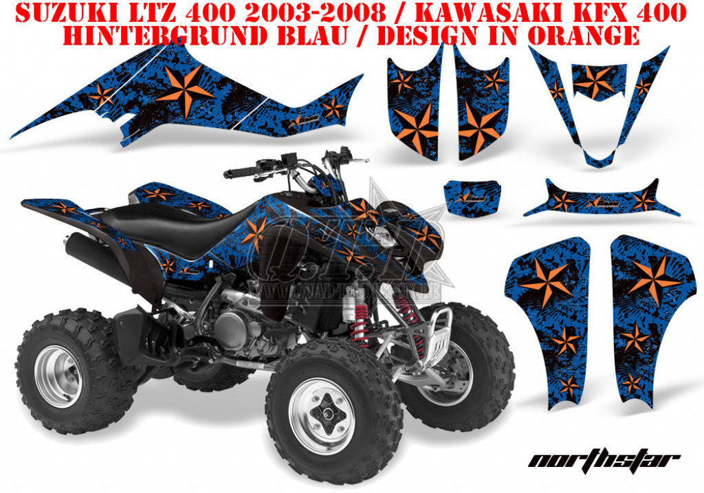Northstar Hintergrund = Blau, Designfarbe = Orange für Suzuki LTZ 400 2003-2008