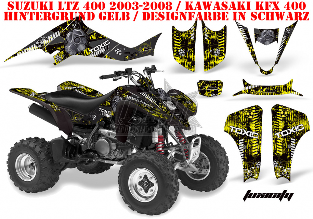 Toxicity Hintergrund = Gelb, Designfarbe = Schwarz für Suzuki LTZ 400 2003-2008