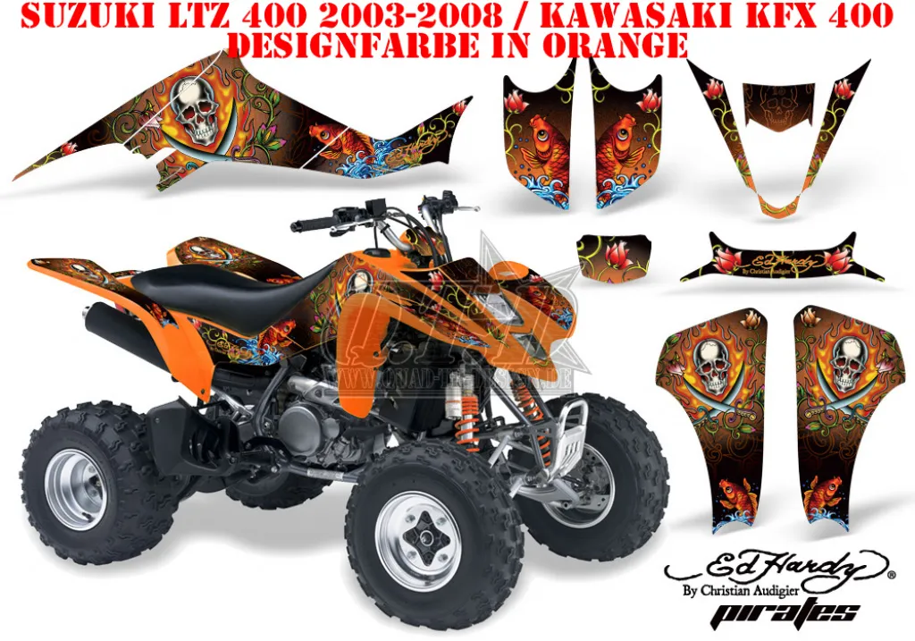 Ed-Hardy - Pirates Orange for Kawasaki KFX 400 2003-2008