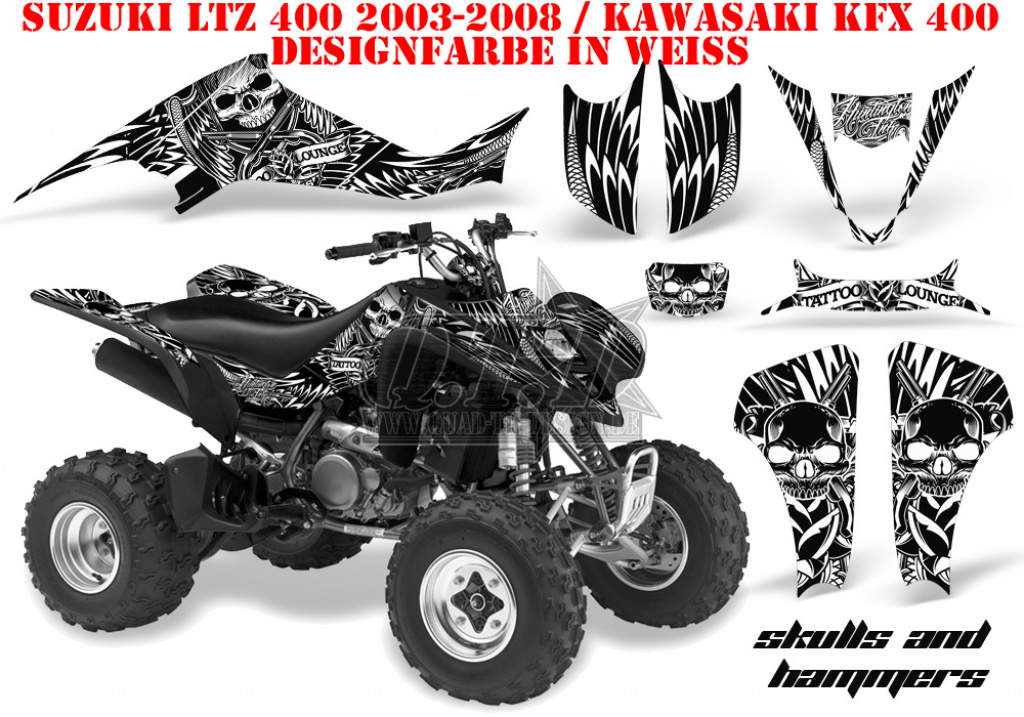 Skulls and Hammers White for Suzuki LTZ 400 2003-2008