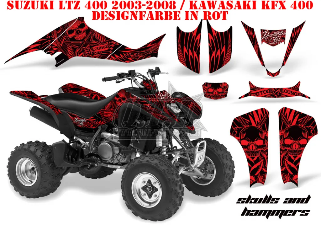 Skulls and Hammers Red for Kawasaki KFX 400 2003-2008
