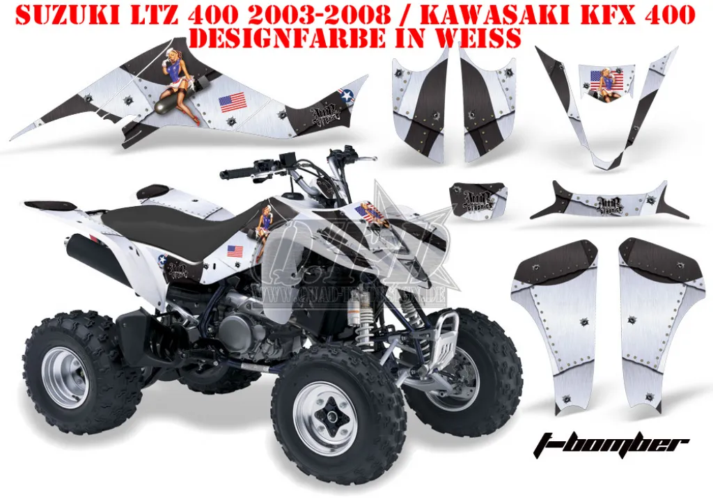 T-Bomber White for Kawasaki KFX 400 2003-2008