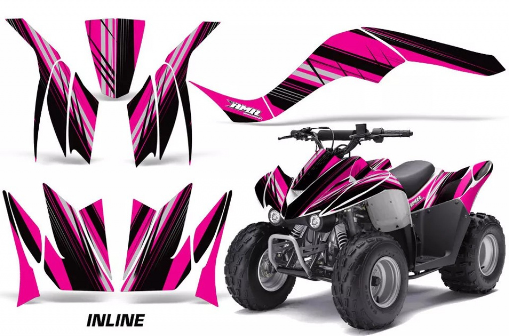 Inline Hintergrund = Schwarz, Designfarbe = Pink für Kawasaki KFX 50/KFX 90 2007-2022