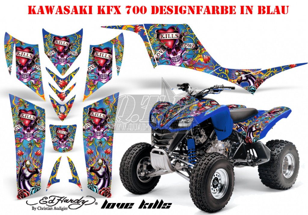 Ed-Hardy - LoveKills Blau für Kawasaki KFX 700