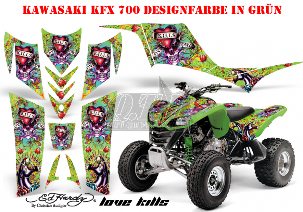 Ed-Hardy - LoveKills Grün für Kawasaki KFX 700