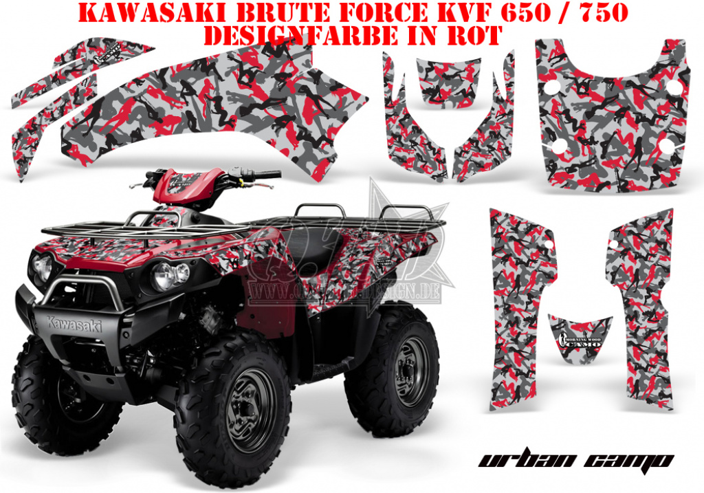 Urban Camo Red Kawasaki Brute Force KVF 650i 4x4 2006-2012