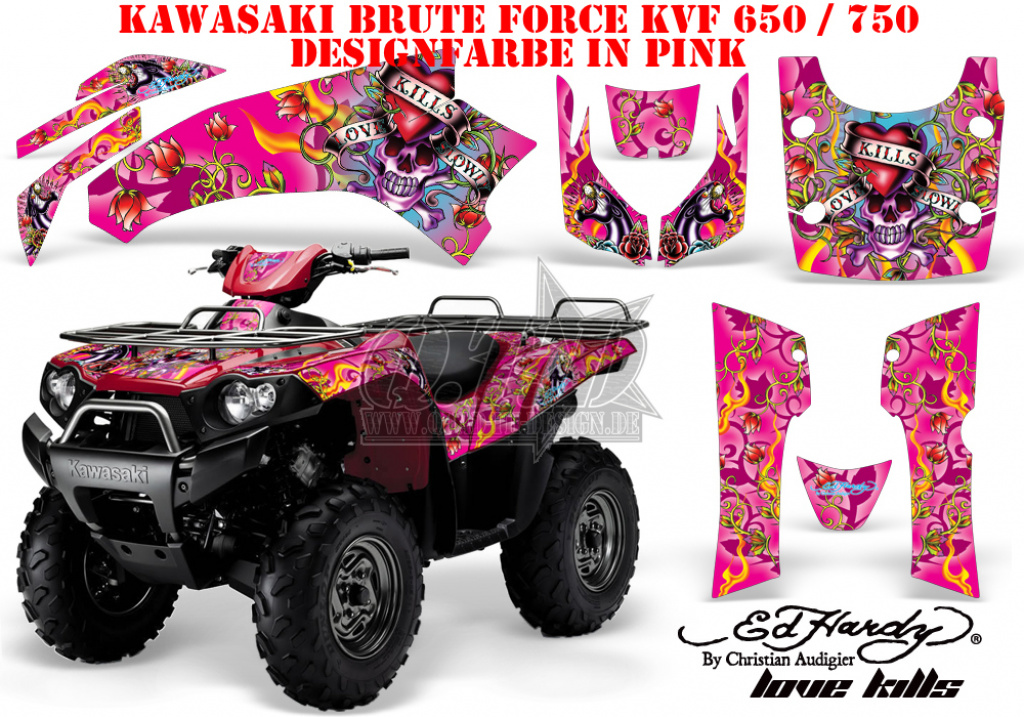 Ed-Hardy - LoveKills Pink for Kawasaki Brute Force KVF 650i 4x4 2006-2012