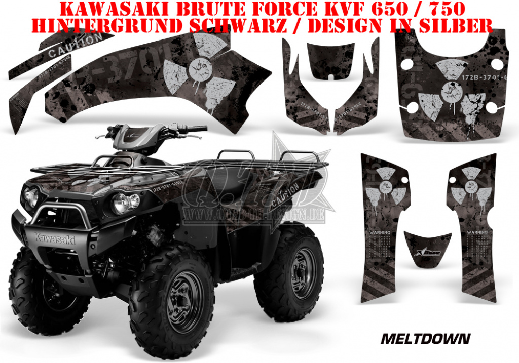 Meltdown Background = Black, Design color = Silver for Kawasaki Brute Force KVF 650i 4x4 2006-2012