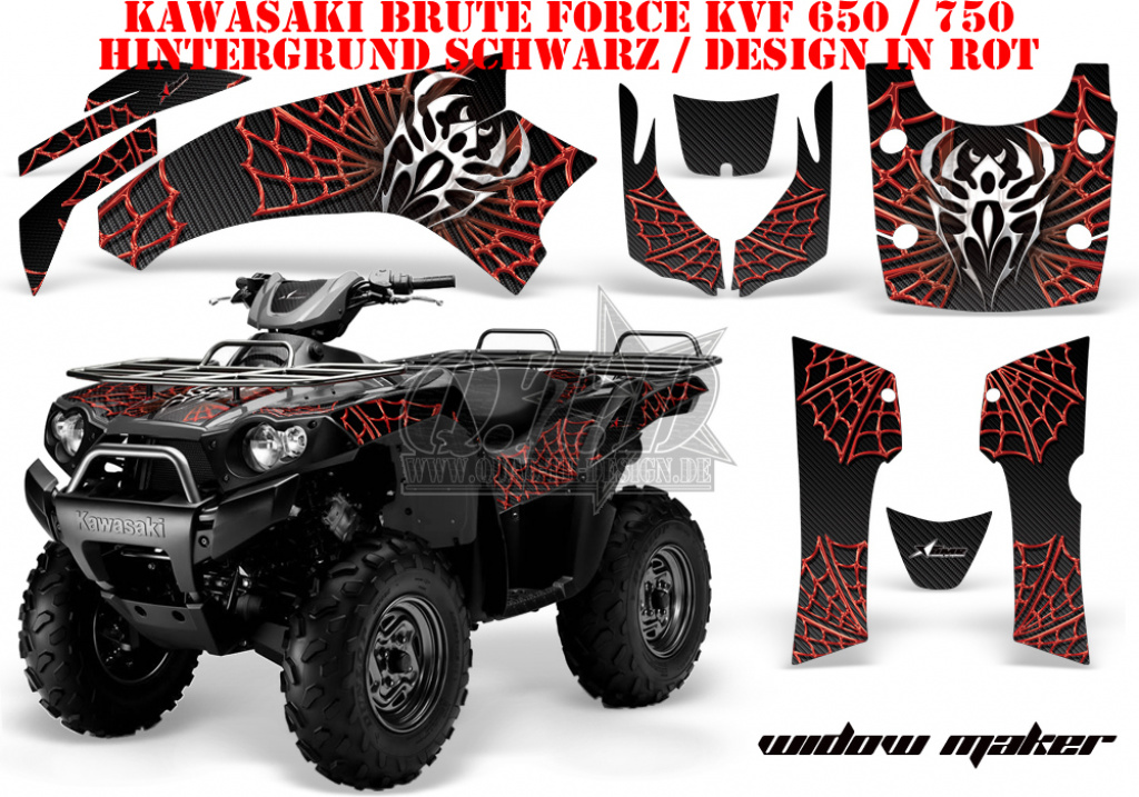 Widow Maker Background = Black, Design color = Red for Kawasaki Brute Force KVF 650i 4x4 2006-2012
