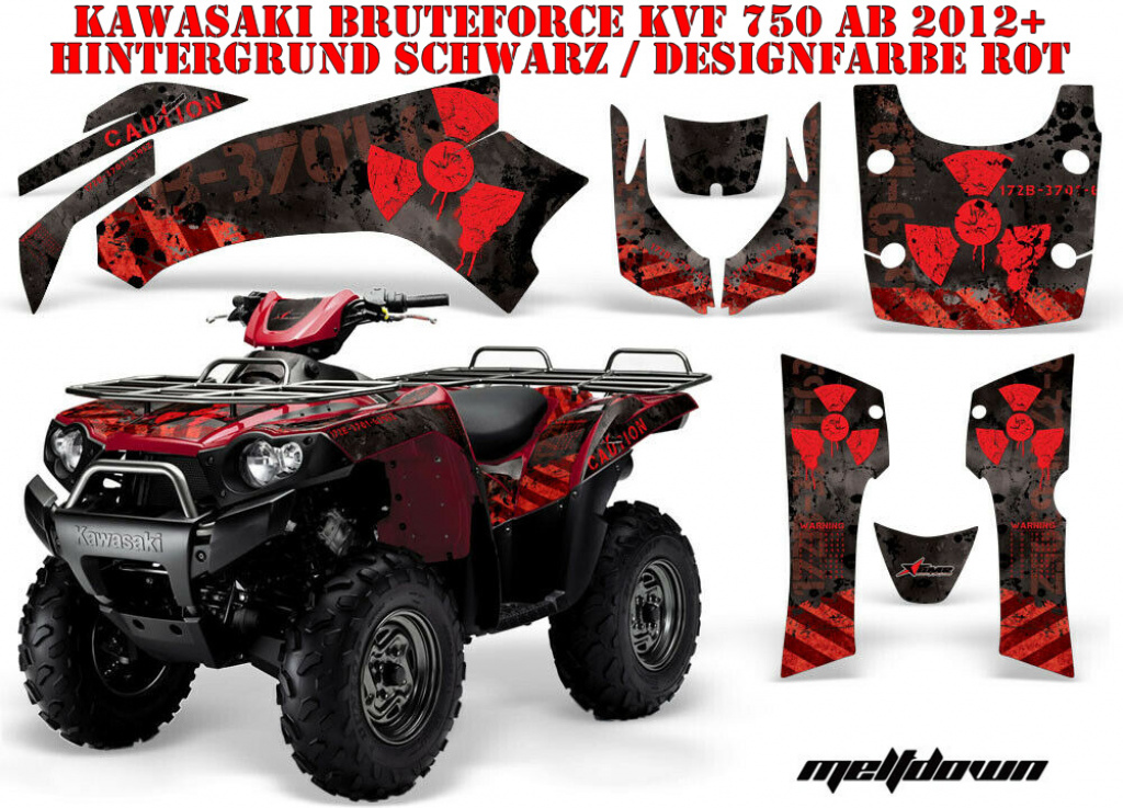 Meltdown Background = Black, Design color = Red for Kawasaki Brute Force KVF 650i 4x4 2006-2012