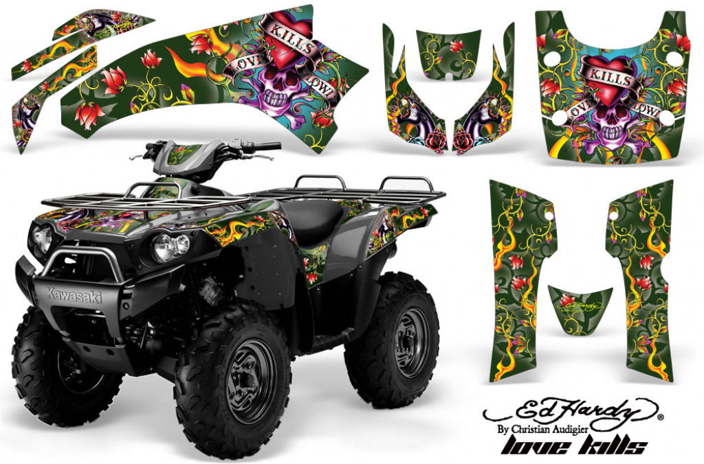 Ed-Hardy - LoveKills Green for Kawasaki Brute Force KVF 650i 4x4 2006-2012
