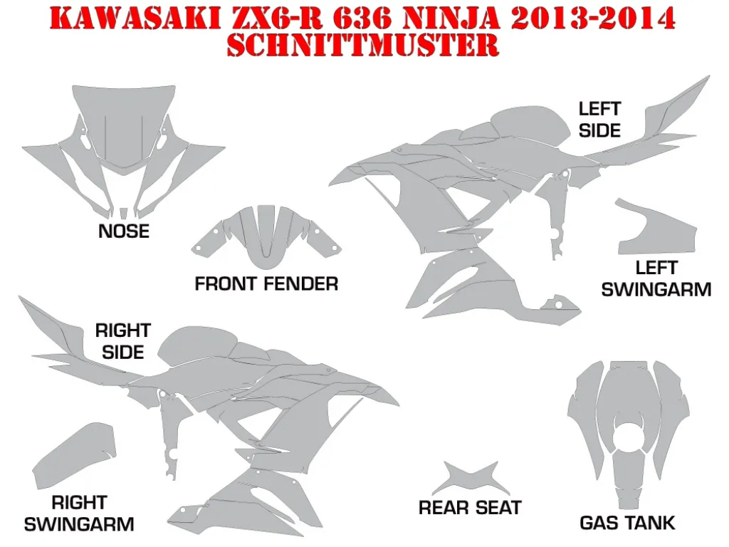 Cutting Puttern for Kawasaki Ninja 636 ZX-6R 2013-2016