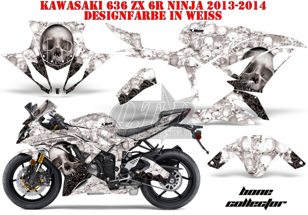 Bone Collector Weiß für Kawasaki Ninja 636 ZX-6R 2013-2016