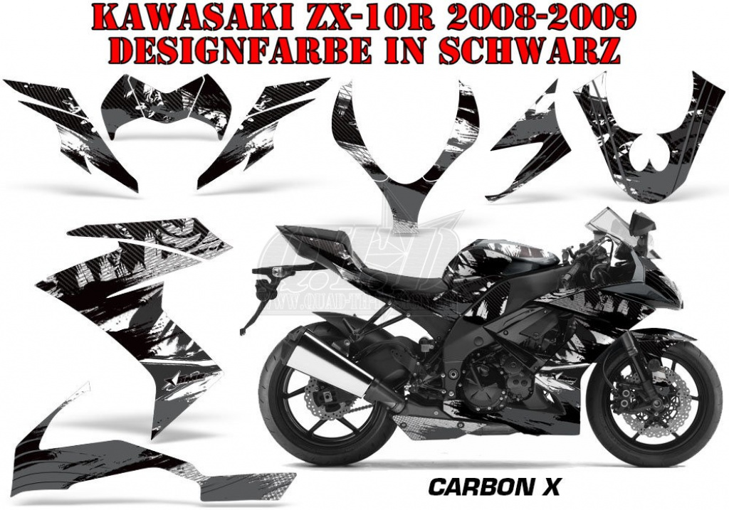 Carbon-X Schwarz für Kawasaki ZX10 Ninja Sport 2008-2009