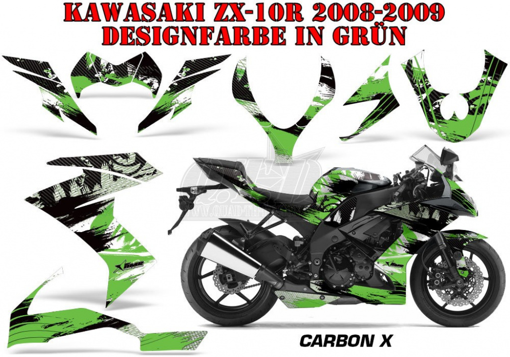 Carbon-X Grün für Kawasaki ZX10 Ninja Sport 2008-2009