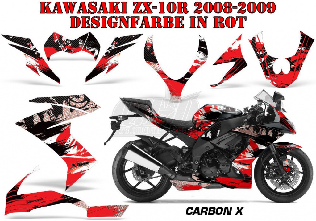 Carbon-X Rot für Kawasaki ZX10 Ninja Sport 2008-2009
