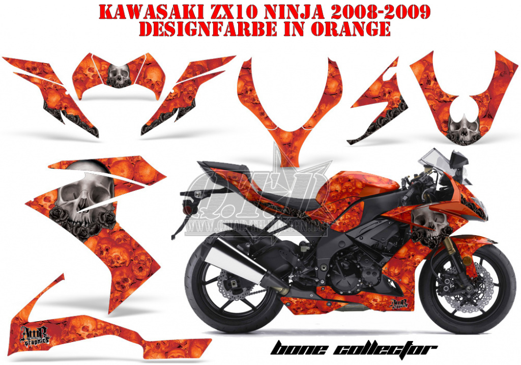 Bone Collector Orange für Kawasaki ZX10 Ninja Sport 2008-2009