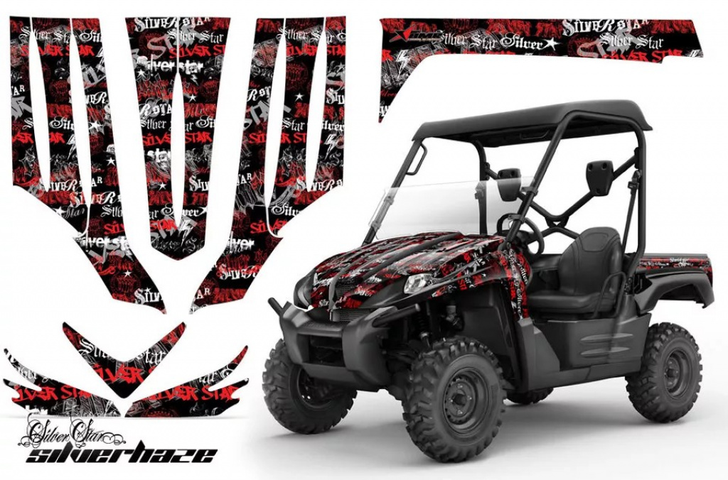 SilverStar - Silverhaze Background = Black, Design color = Red for Kawasaki Teryx 750 2007-2009