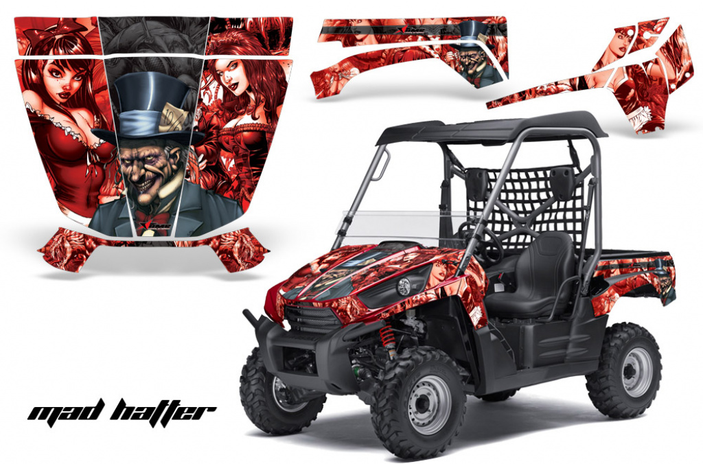 Example Picture Mad Hatter Background = Red, Design color = Black on a Kawasaki Teryx 750 2010-2012