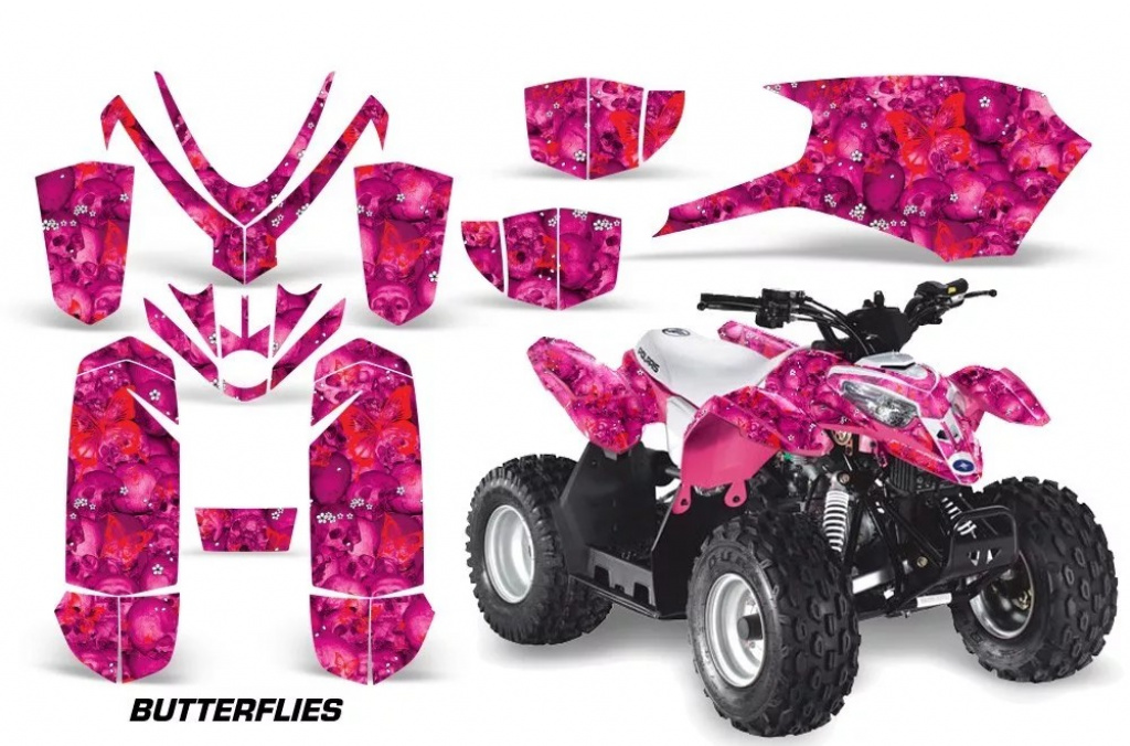 Butterfly Hintergrund = Pink, Designfarbe = Rot für Polaris Predator 50