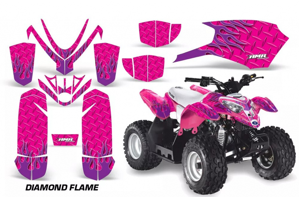 Diamond Flames Hintergrund = Pink, Designfarbe = Lila für Polaris Predator 50