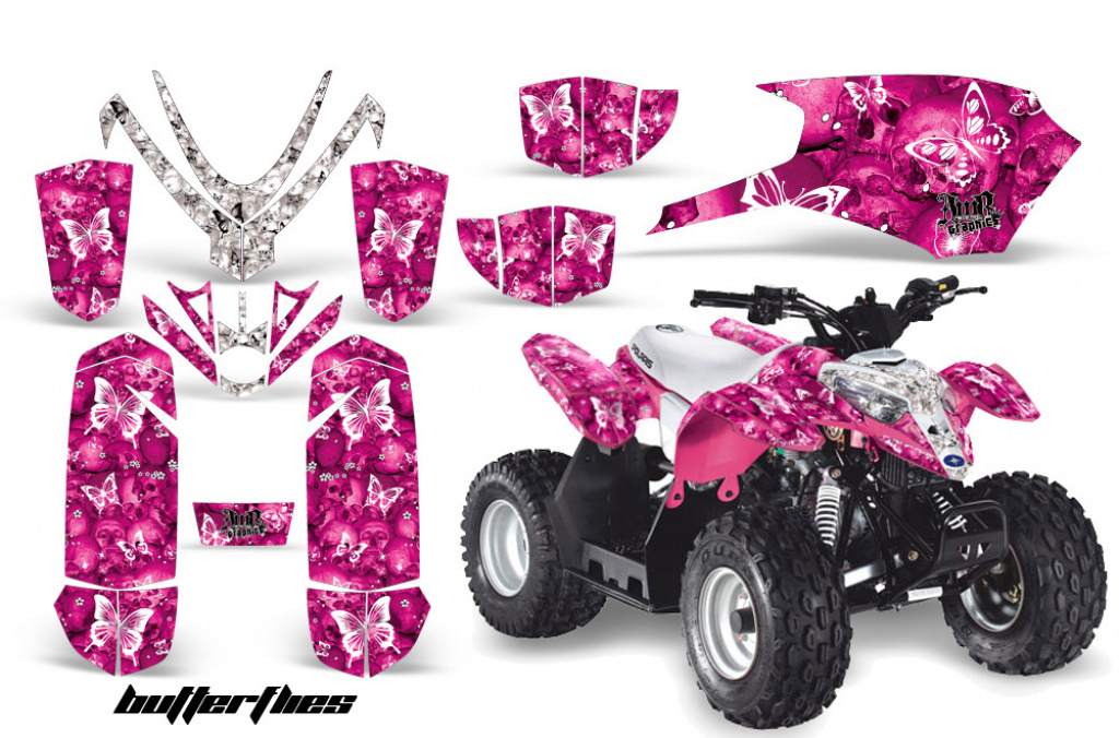 Butterfly Hintergrund = Pink, Designfarbe = Weiß für Polaris Predator 50