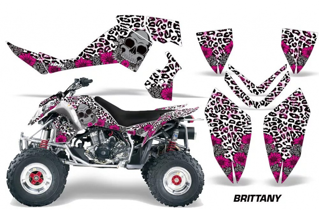 Brittany Background = White, Design color = Pink for Polaris Outlaw 450/500/525 2006-2008