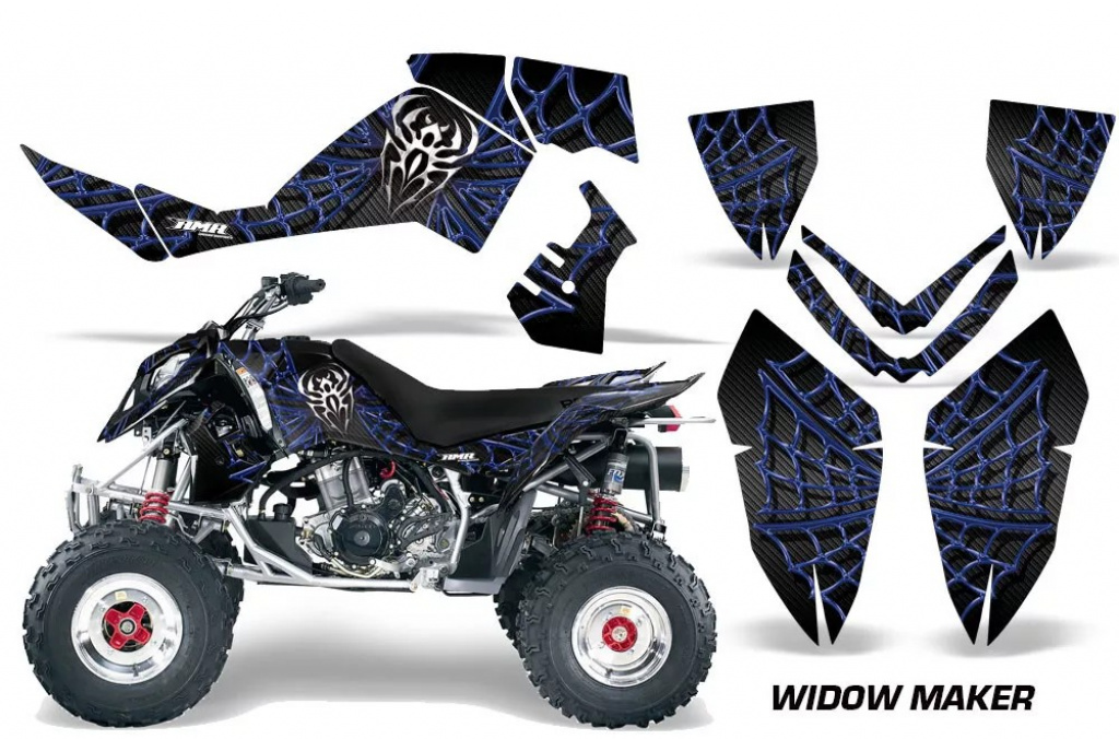 Widow Maker Background = Black, Design color = Blue for Polaris Outlaw 450/500/525 2006-2008