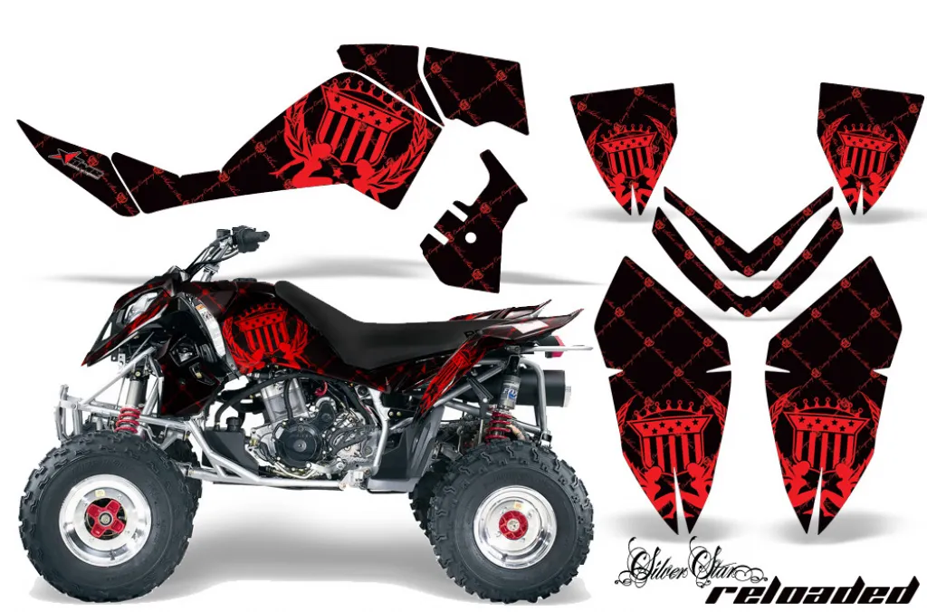 SilverStar - Reloaded Hintergrund = Schwarz, Designfarbe = Rot für Polaris Outlaw 450/500/525 2006-2008