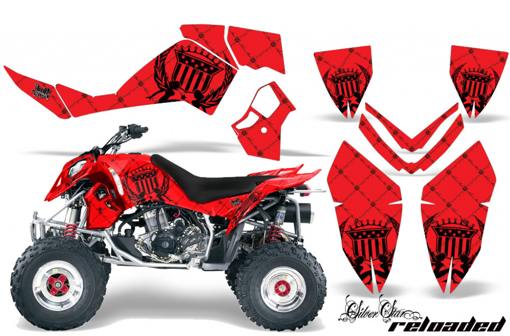 SilverStar - Reloaded Background = Red, Design color = Black for Polaris Outlaw 450/500/525 2006-2008