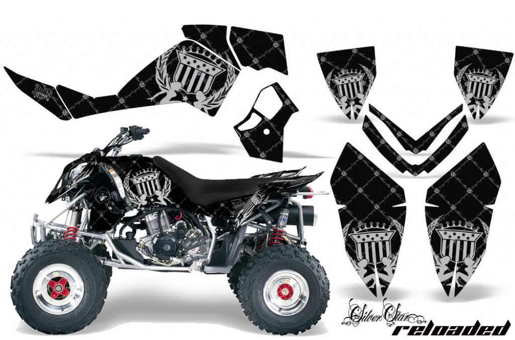 SilverStar - Reloaded Background = Black, Design color = Silver for Polaris Outlaw 450/500/525 2006-2008