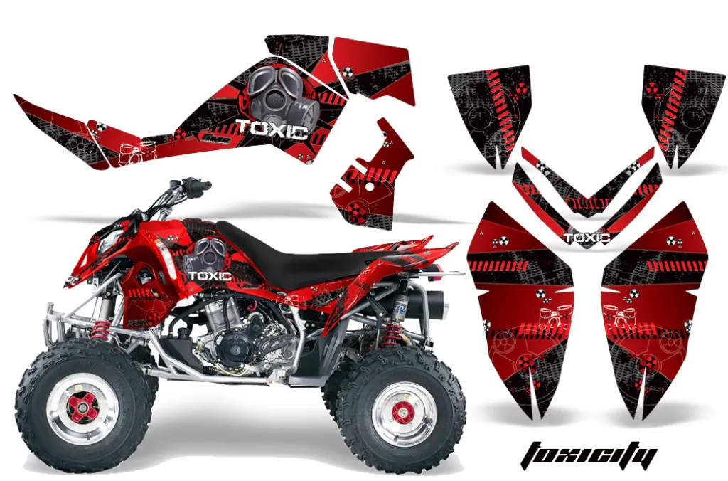 Toxicity Hintergrund = Schwarz, Designfarbe = Rot für Polaris Outlaw 450/500/525 2006-2008