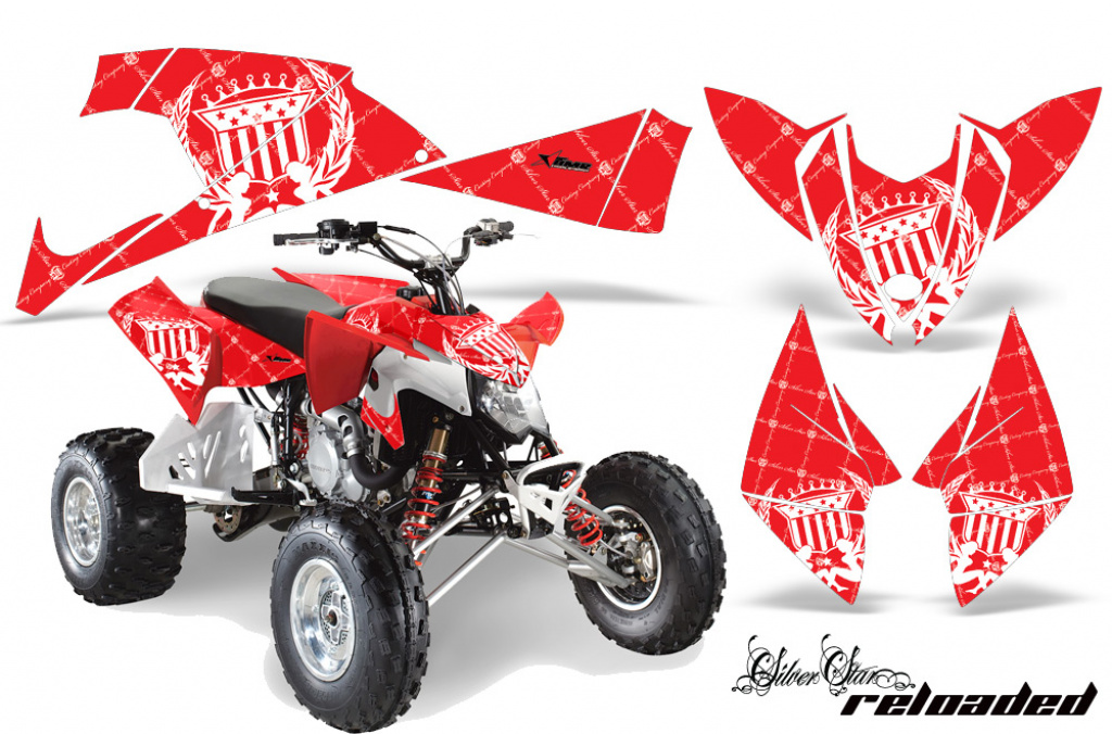 SilverStar - Reloaded Background = Red, Design color = White for Polaris Outlaw 450/500/525 2009-2012