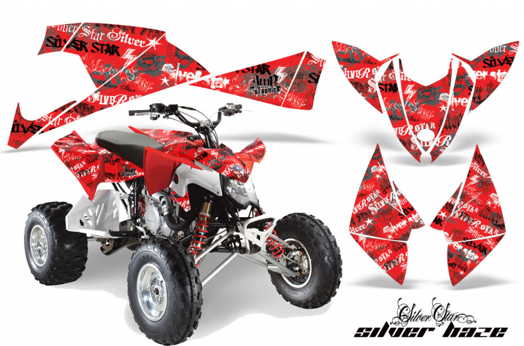 SilverStar - Silverhaze Background = Red, Design color = Black for Polaris Outlaw 450/500/525 2009-2012