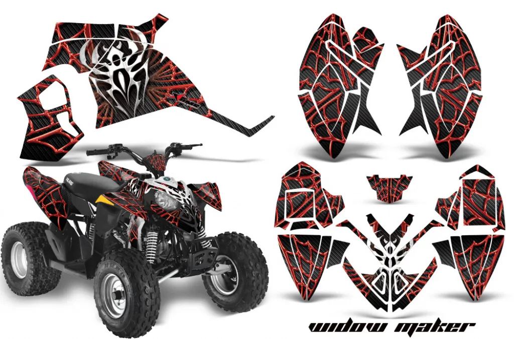 Widow Maker Background = Black, Design color = Red for Polaris Outlaw 90/110